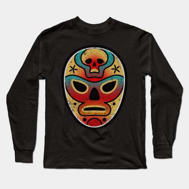 Luchador - Wrestling - Grunge design Long Sleeve T-Shirt by verde